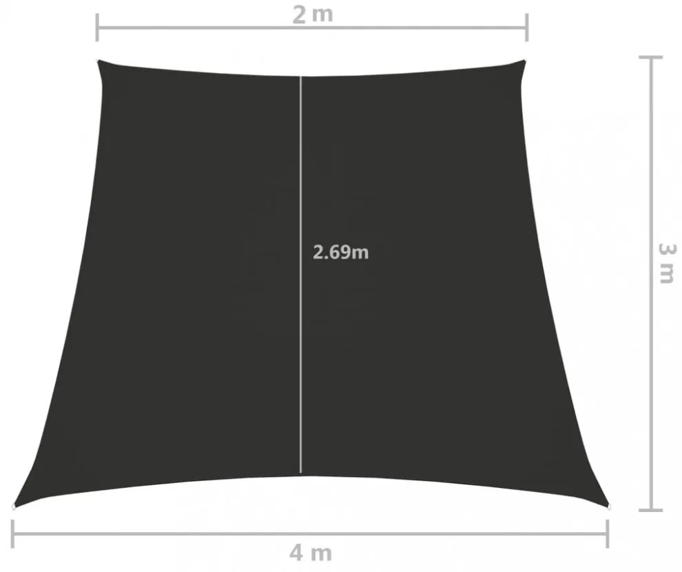 antracitszürke trapéz alakú oxford-szövet napvitorla 2/4 x 3 m