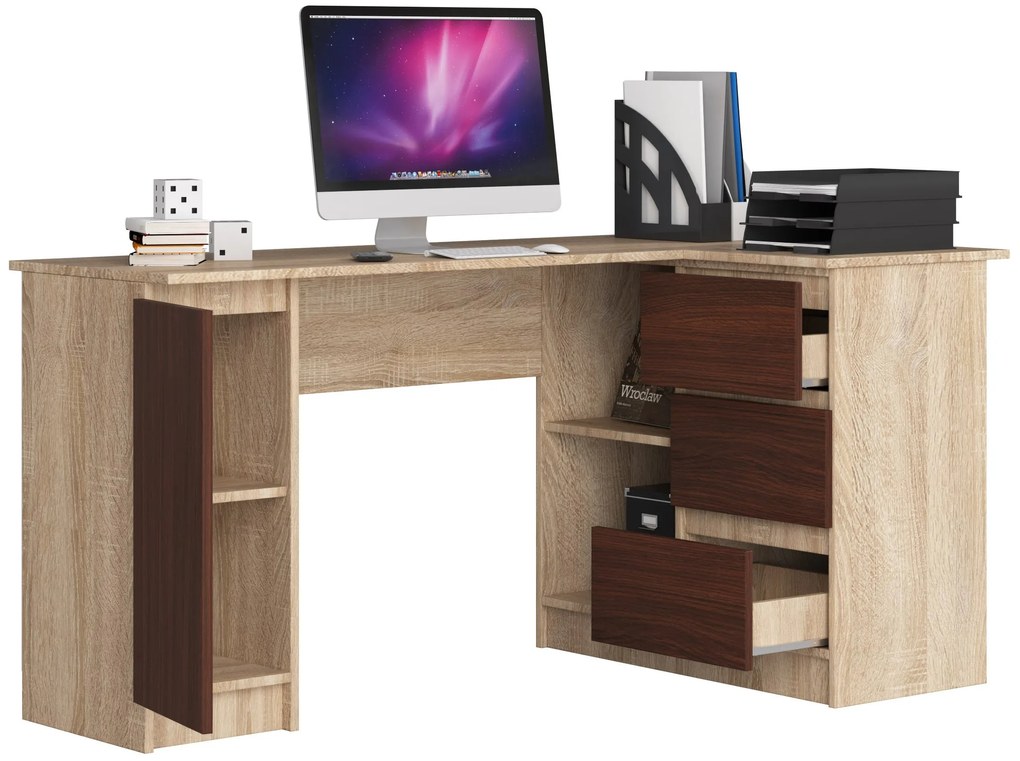 Sarok PC asztal Bevin (szonoma tölgy + wenge) (J). 1069142