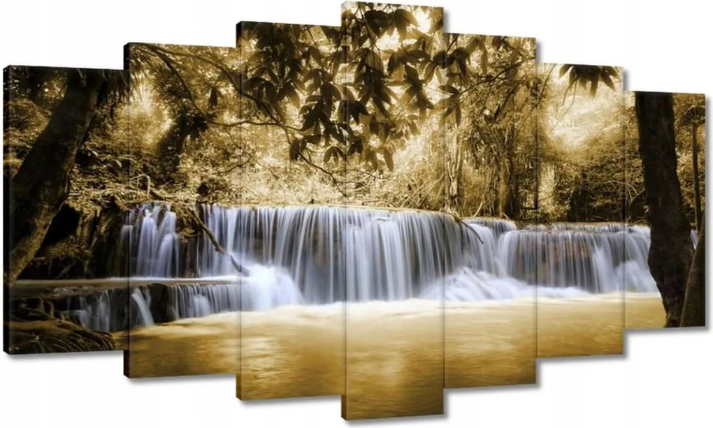 Vászonkép 140x80 Vízesés szépia színben