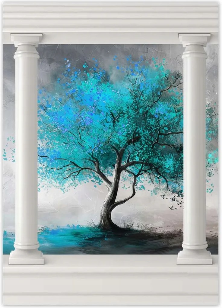 Poszterek 50x70 Kék fa Modern Art