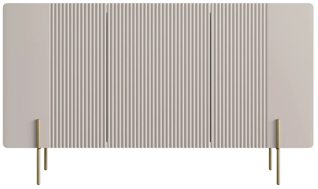 Malmi háromajtós komód 150 cm - kasmír / crema bianca / arany lábak