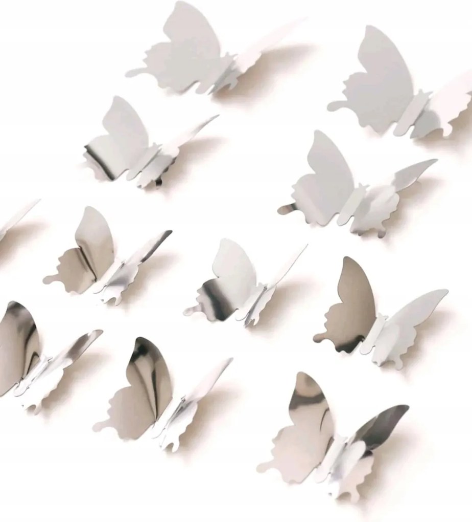 Pillangók pillangók 3D matricák Ezüst 12 db tükör