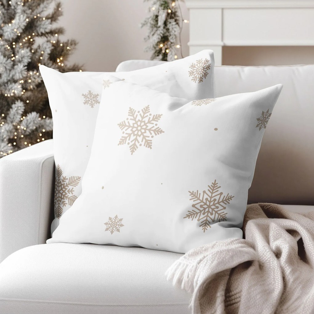 Goldea pamut párnahuzat - hópelyhek fehéren 45 x 45 cm