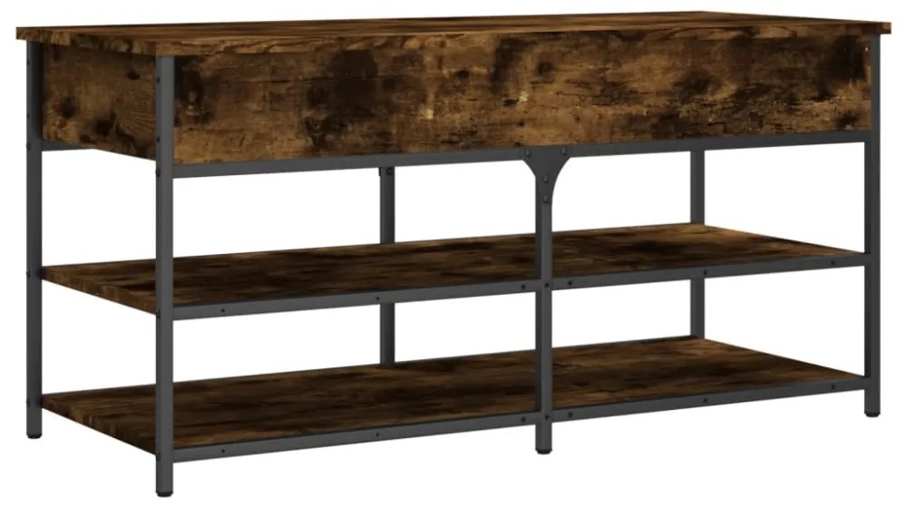 füstös tölgy színű szerelt fa cipőtároló pad 100 x 42,5 x 50 cm