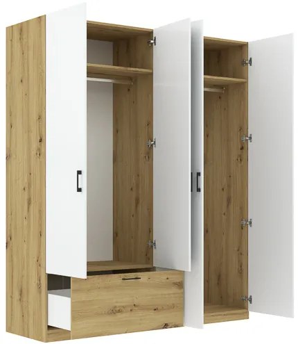 Gardróbszekrény Tölgy/Matt Fehér Színben. 180 cm. ALTA