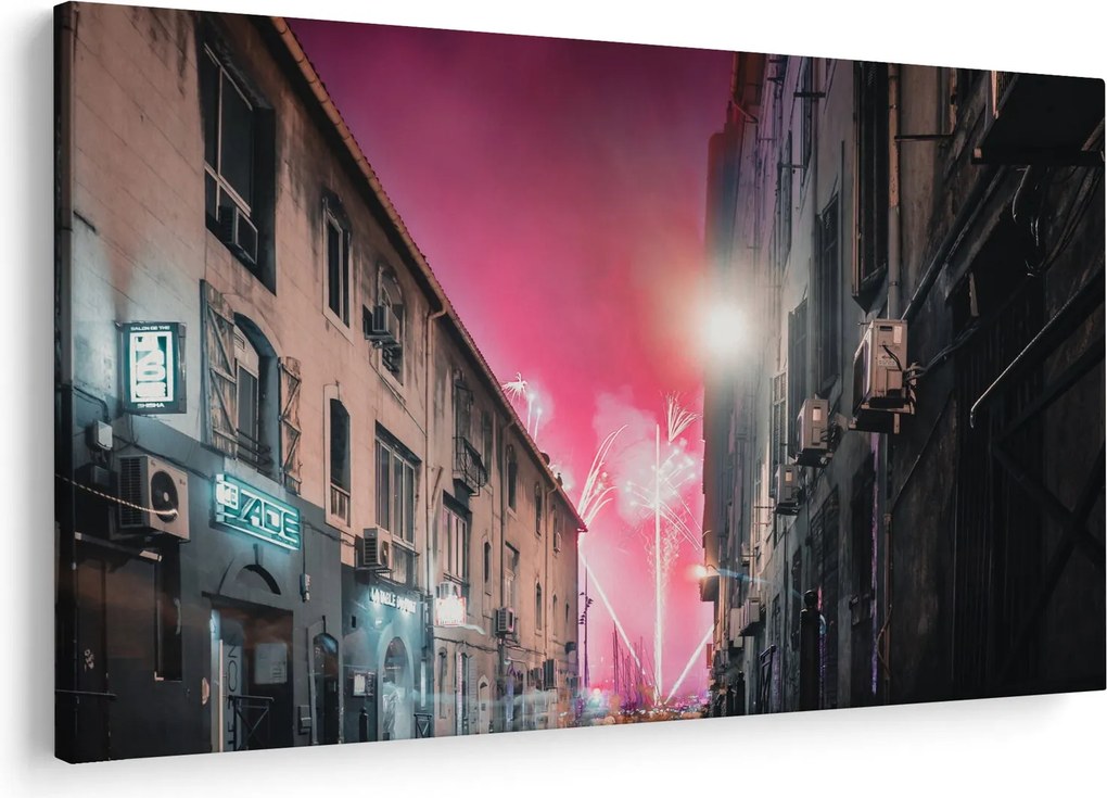 Tűzijáték Marseille-ben (90x60 cm)