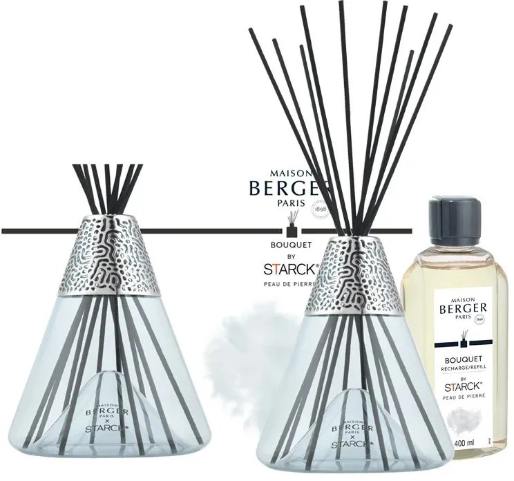 Starck pálcás diffúzor töltettel 0,4l Peau de Pierre/Stone bőr szürke - Maison Berger Paris