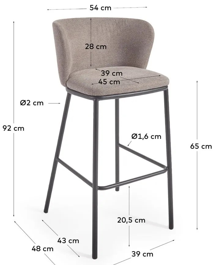 Világosbarna bárszék (ülésmagasság 65 cm) Ciselia – Kave Home
