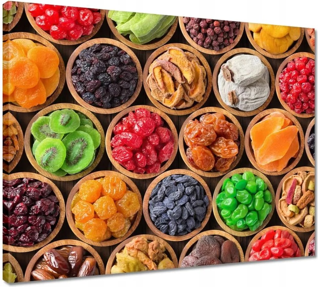 Vászonkép 50x40 Aszalt gyümölcsök tálakban