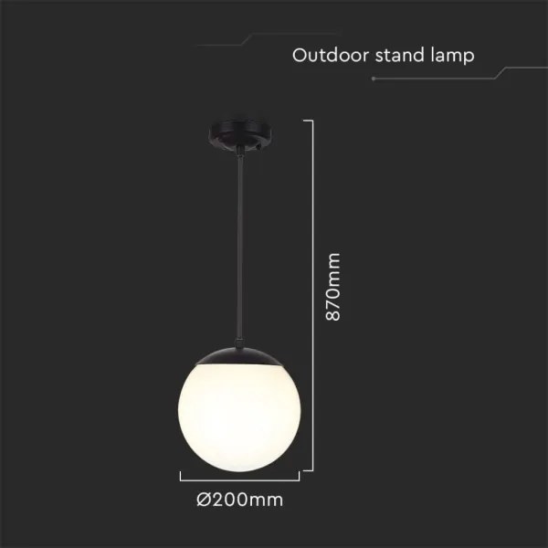 Kültéri függőlámpa kábellel 1xE27/60W/230V át mérő 20 cm IP44 fekete