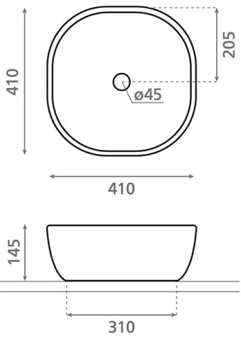 Bathco 4071 - OLEA ráépíthető mosdó 41x41 cm porcelán/fehér