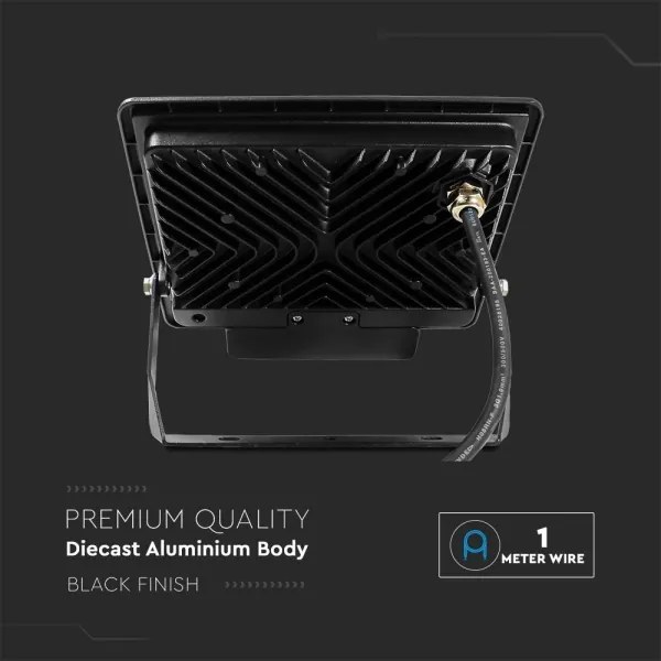 LED reflektor s čidlem 50W 230V 6500K IP65 černý