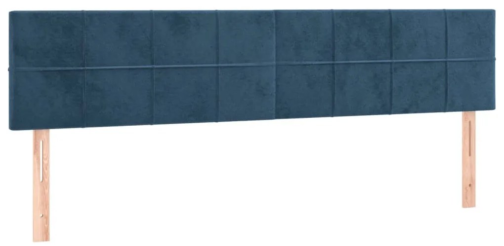 sötétkék bársony LED-es fejtámla 160x5x78/88 cm