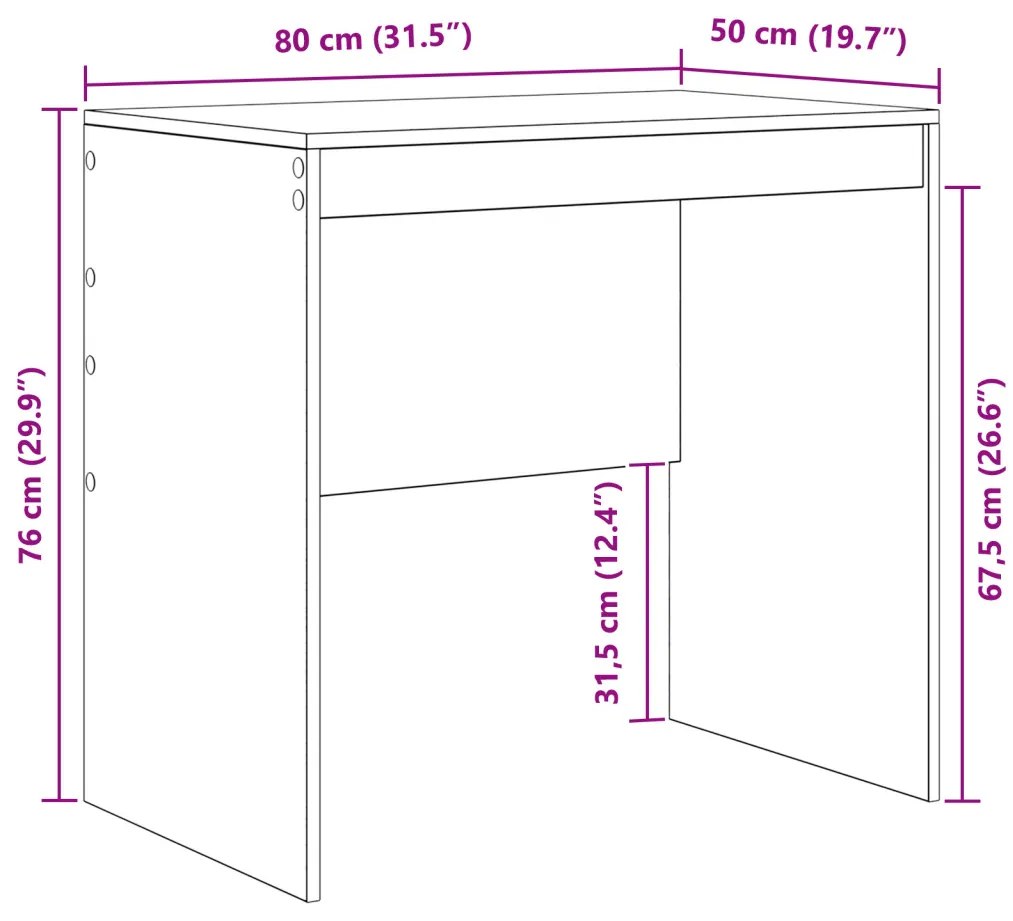 Íróasztal Fekete Tölgy 80x50x76 cm Mérnöki fa