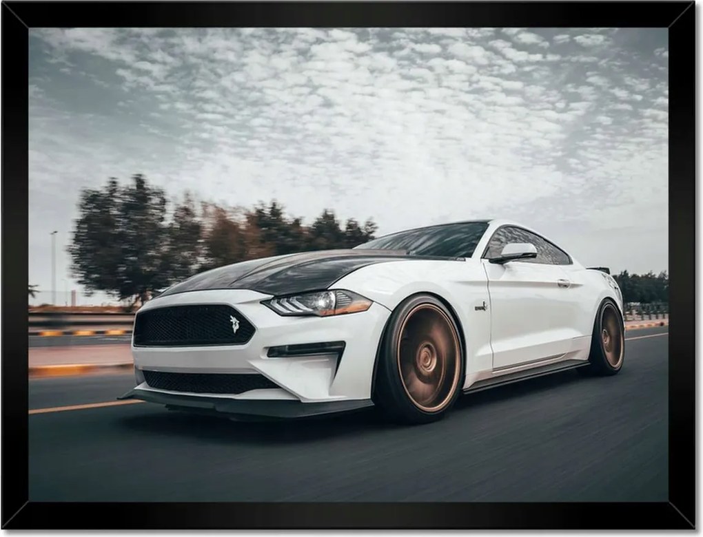 Poszter keretben 40x30 Fehér Ford Mustang Auto