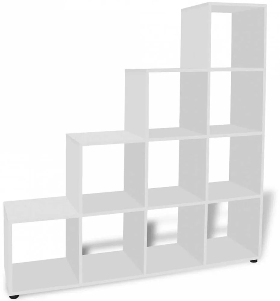 Fehér lépcsős könyvespolc/vitrines polc 142 cm