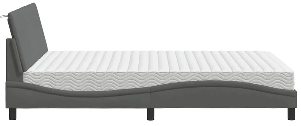ágy matraccal Sötétszürke 140x200 cm szövet