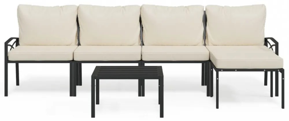 6 részes acél kerti ülőgarnitúra homokszínű párnákkal