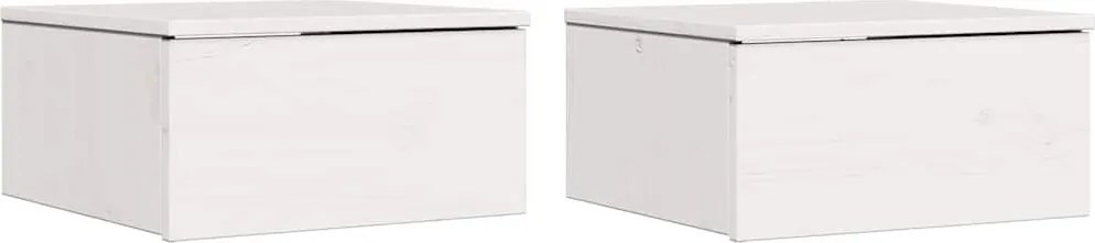 vidaXL Éjjeli asztal 2 pcs Fehér 37 x 35 x 18,5 cm Tömör fenyőfa