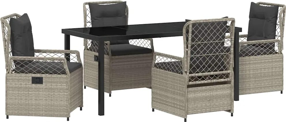 vidaXL Kert étkező szett 5 pcs Világosszürke polirattan