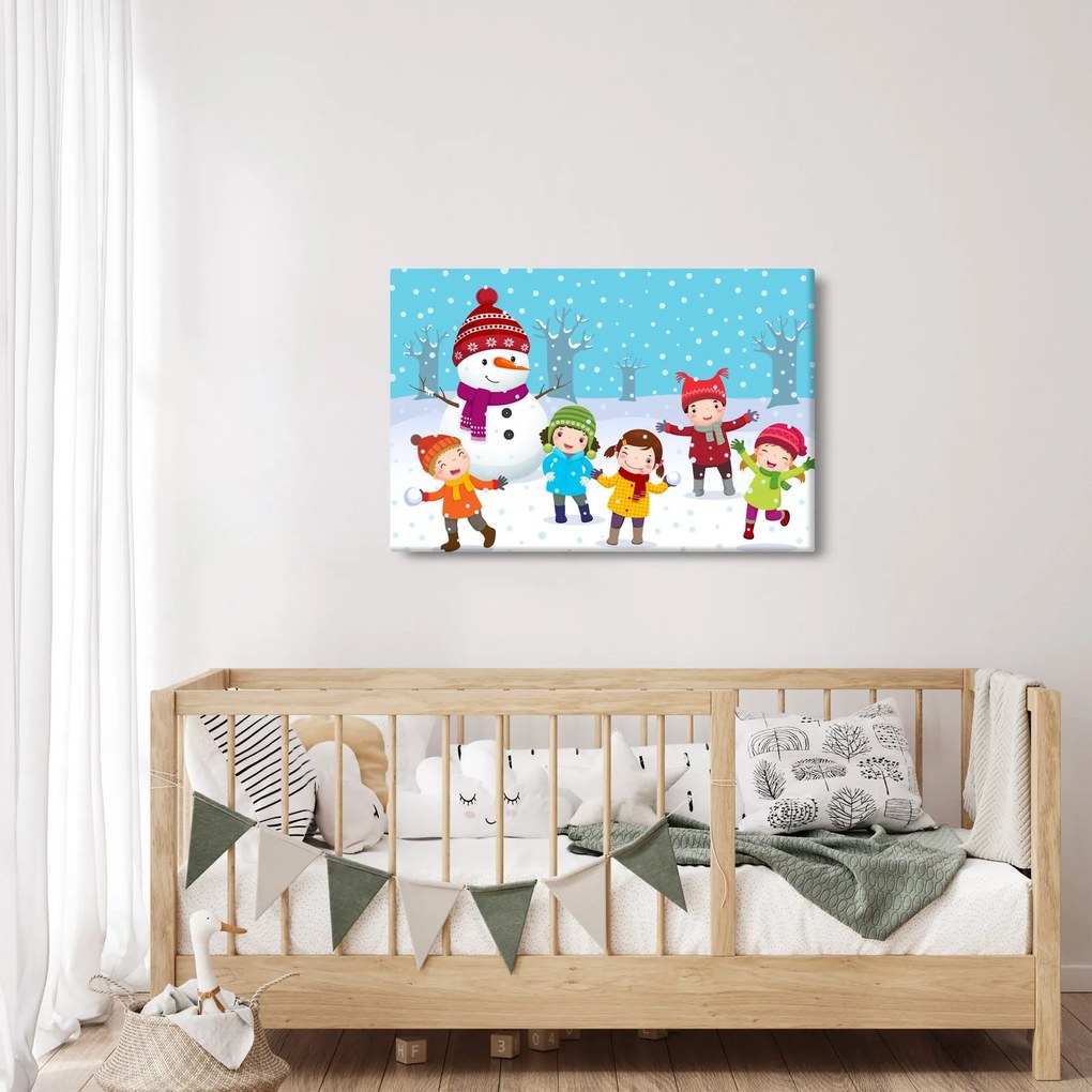 Kép - Téli gyerekes mulatságok (90x60 cm)