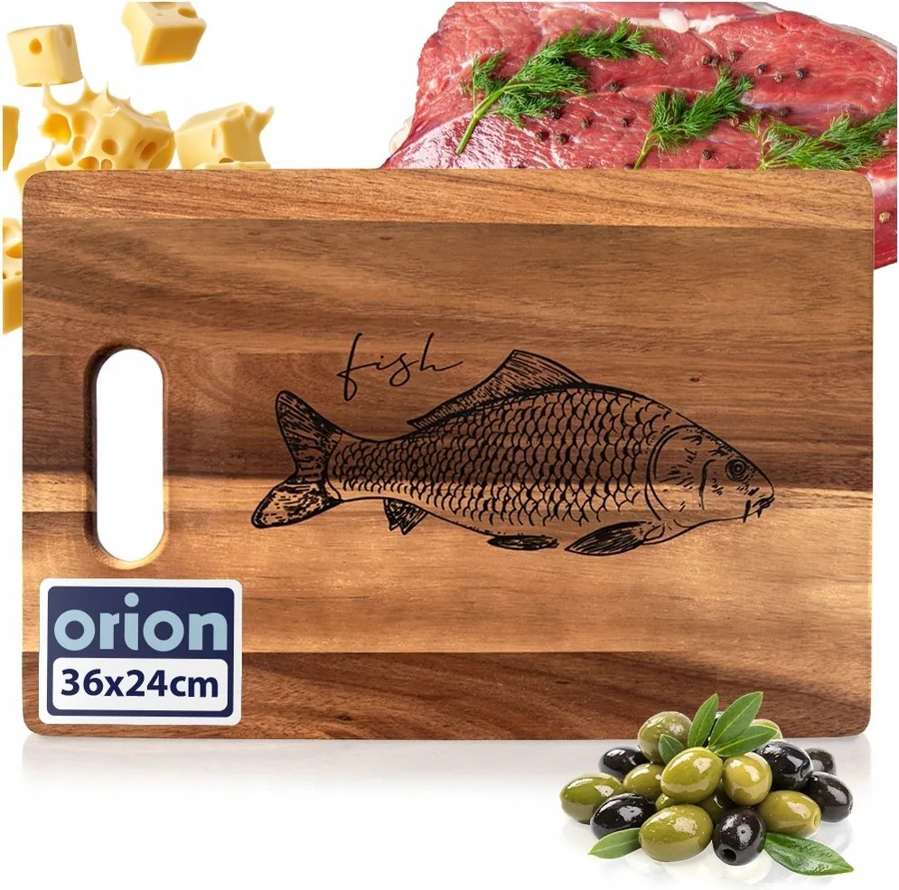 Akác deszka fából készült konyhai szeletelő tálaló hal Hal