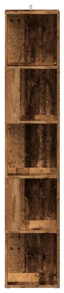 antik fa színű szerelt fa sarokszekrény 33 x 33 x 165 cm