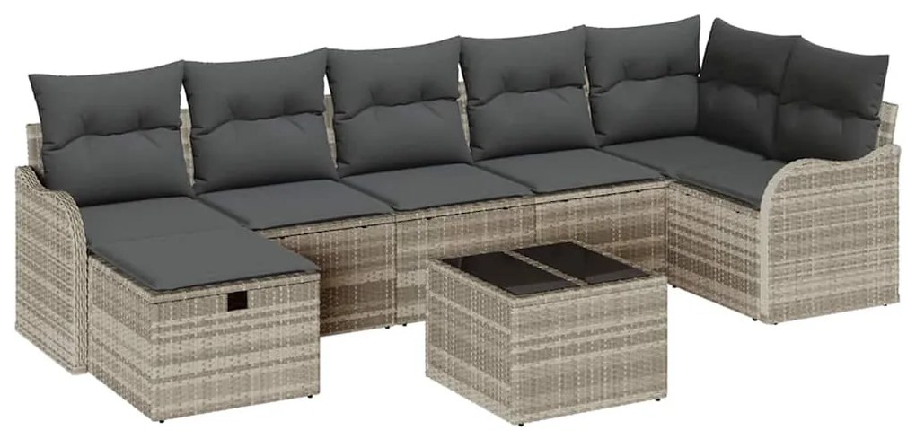 Kerti Kanapé Szett 8 pcs Világosszürke 287.5 x 122.5 x 85 cm