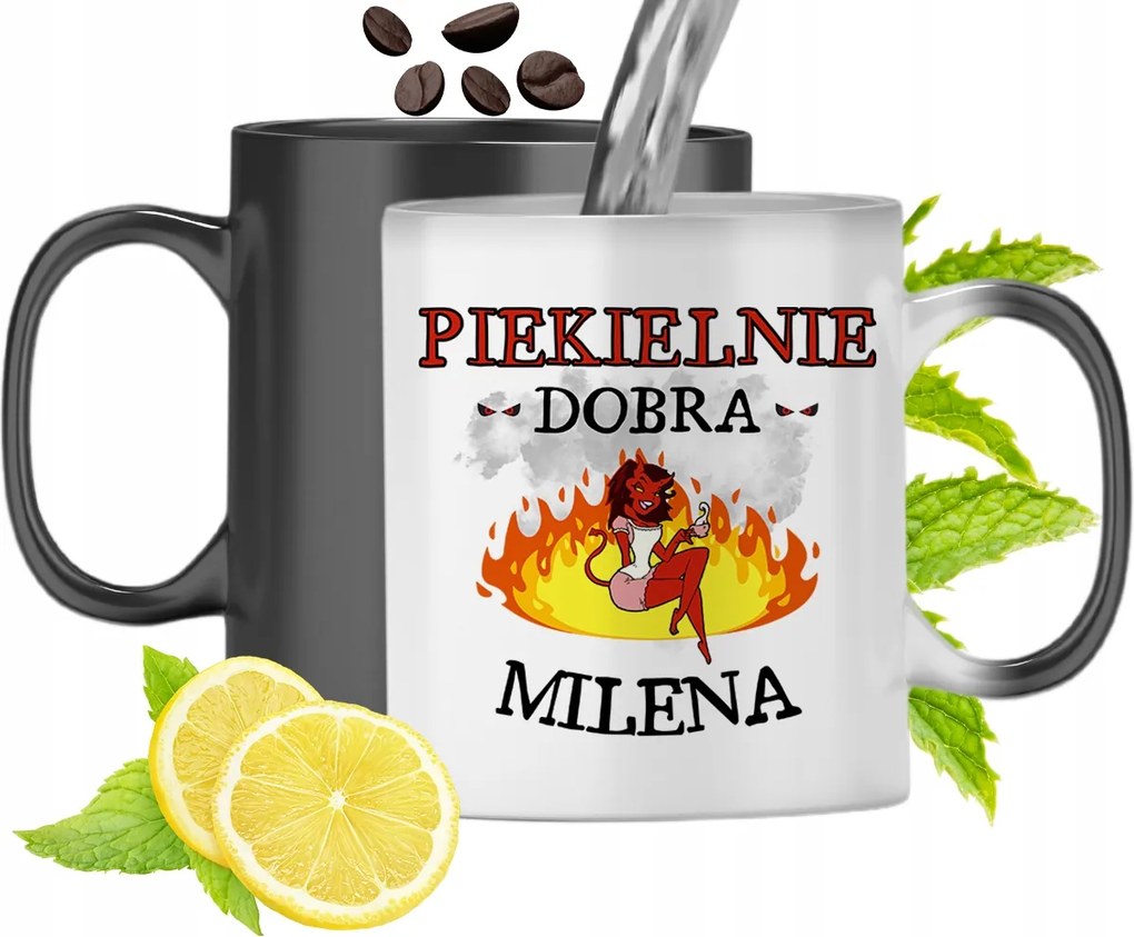 Mágikus Bögre Milena Fekete Színváltós, fényképes nyomattal