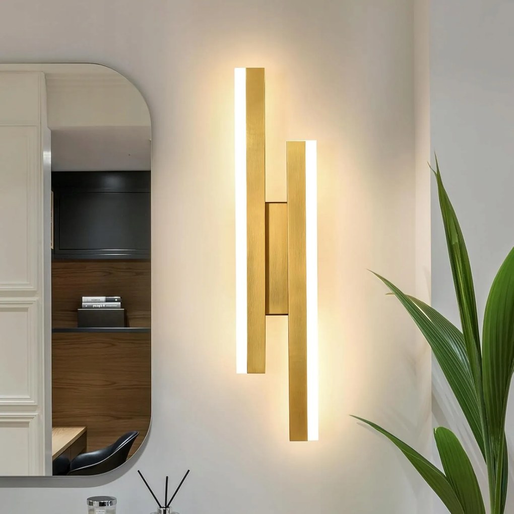 Lampa Scienna Led Kinkiet Złota Nowoczesna Do Salonu Korytarz 3000K 16W