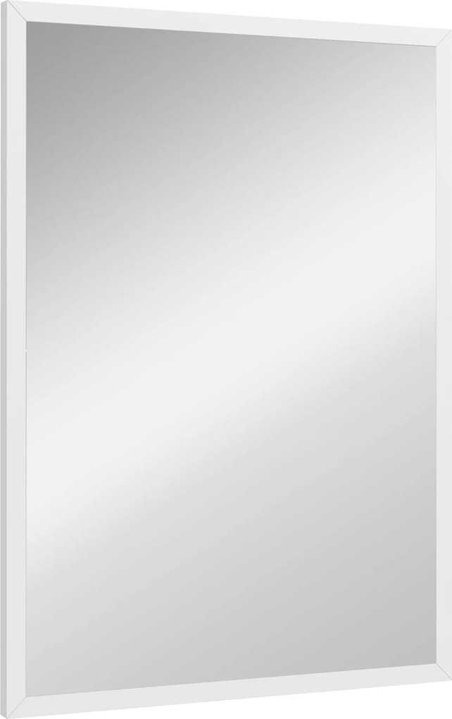 HOMCOM Téglalap alakú Tükör 50x70 cm Fürdőszobai Dekoratív Fali Tükör Nappaliba, Előszobába, Folyosóra Horizontálisan vagy Vertikálisan Fehér | Aosom