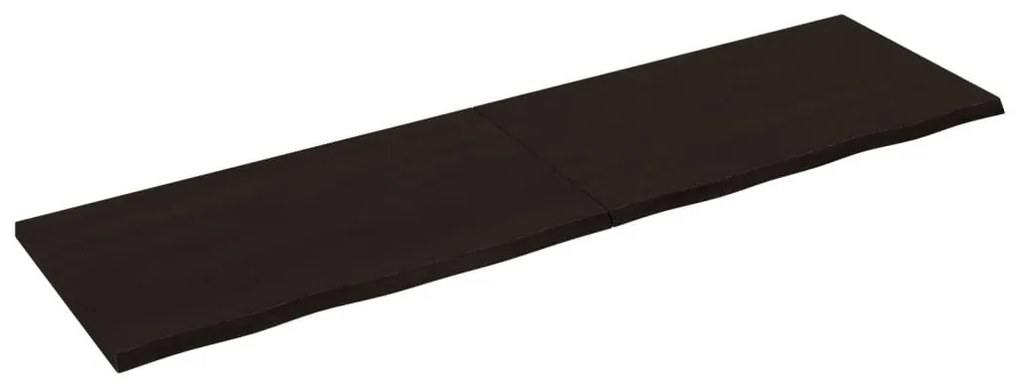 sötétbarna kezelt tömör tölgyfa fali polc 220 x 60 x (2-4) cm