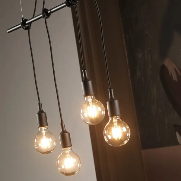 ONLI - Csillár zsinóron WIRE 4xE27/15W/230V fekete