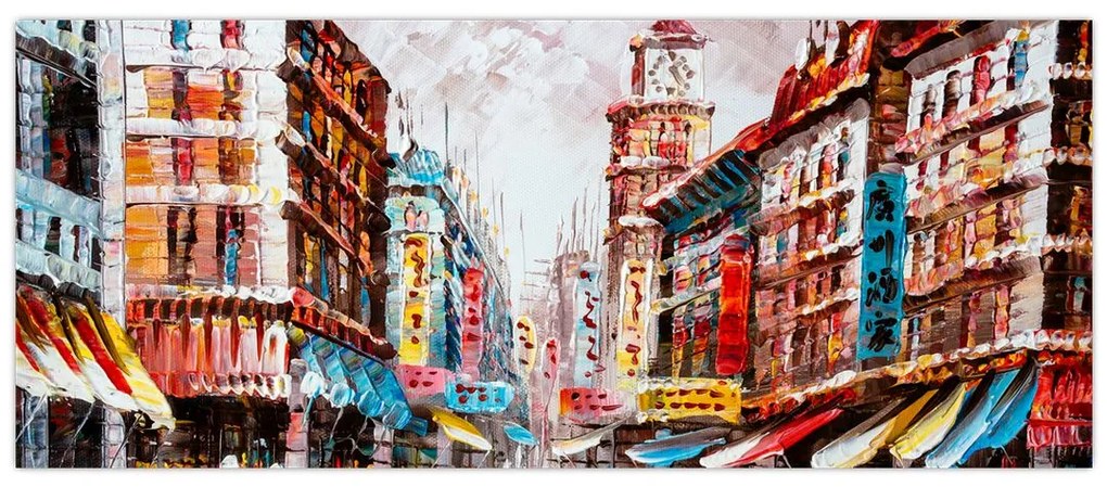 Kép - Hong Kong, olajfestmény (120x50 cm)