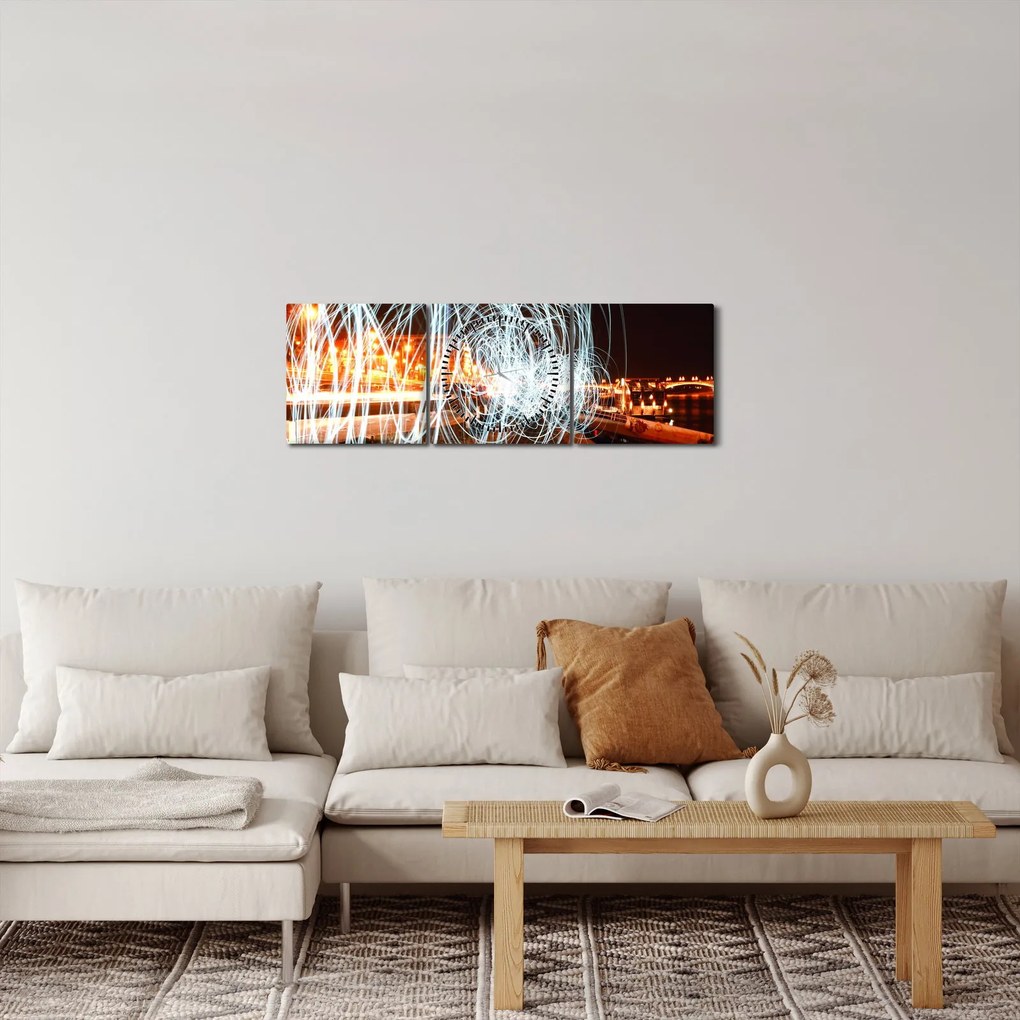 A fényhullámok képe (órával) (90x30 cm)