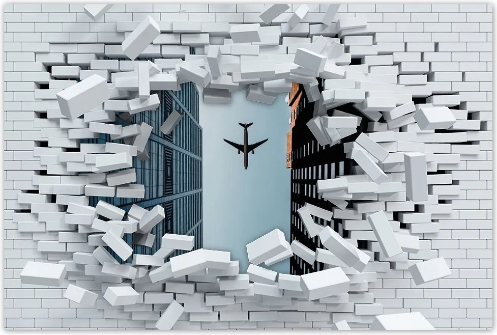 Poszterek 120x80 Repülőgép az épületek között