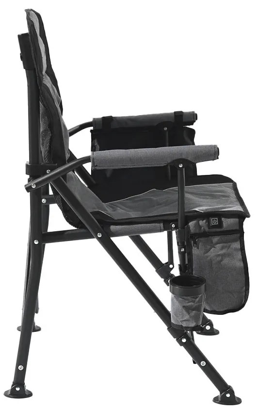 Leziter Premium fűthető karfás horgász szék pohártartóval szürke