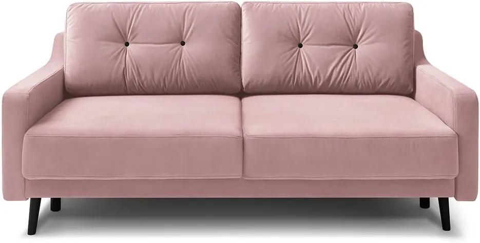 Torp világos rózsaszín kinyitható bársony kanapé - Bobochic Paris