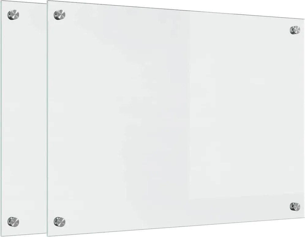 vidaXL Konyhai splashback 2 pcs Átlátszó 70 x 50 cm edzett üveg