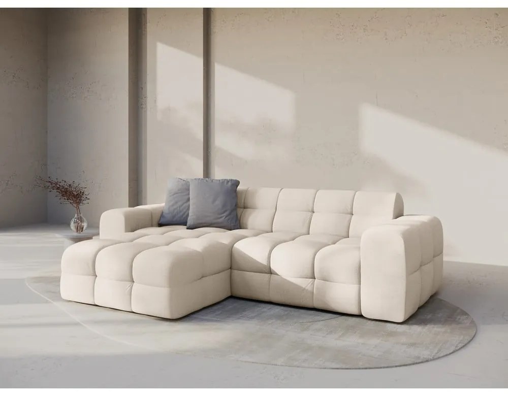 Bézs sarokkanapé (bal oldali-heverő résszel) Kendal – Micadoni