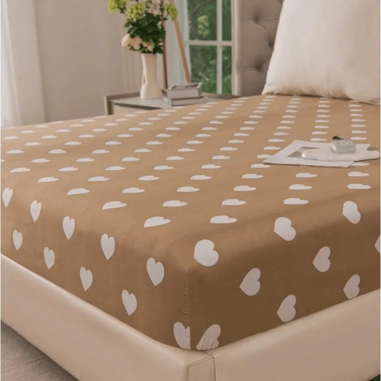 Mikroszálas lepedő CARAMHEART barna 90x200 cm