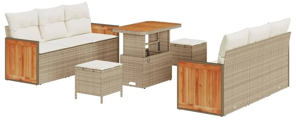 Kerti Kanapé Szett 9 pcs Beige és krém 90 x 55 x 71 cm