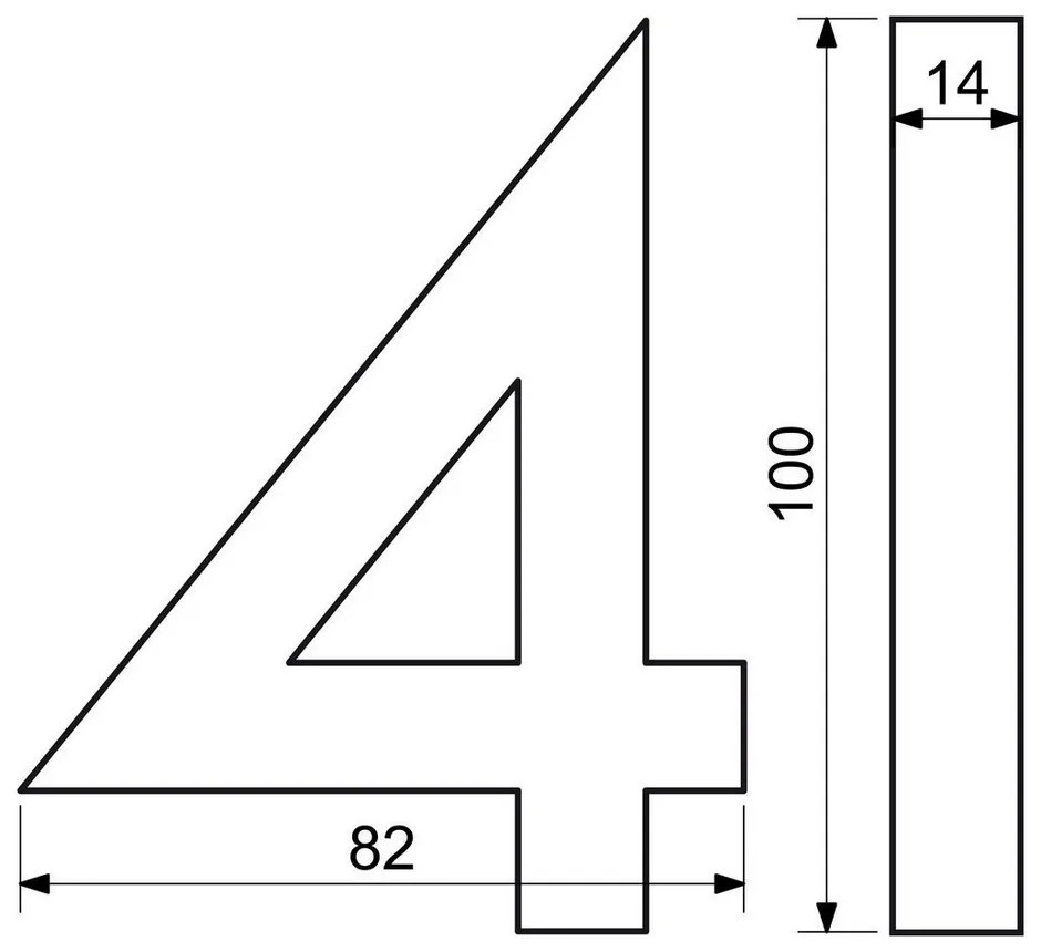 "4" házszám, RN.100LV, vágott, ezüst