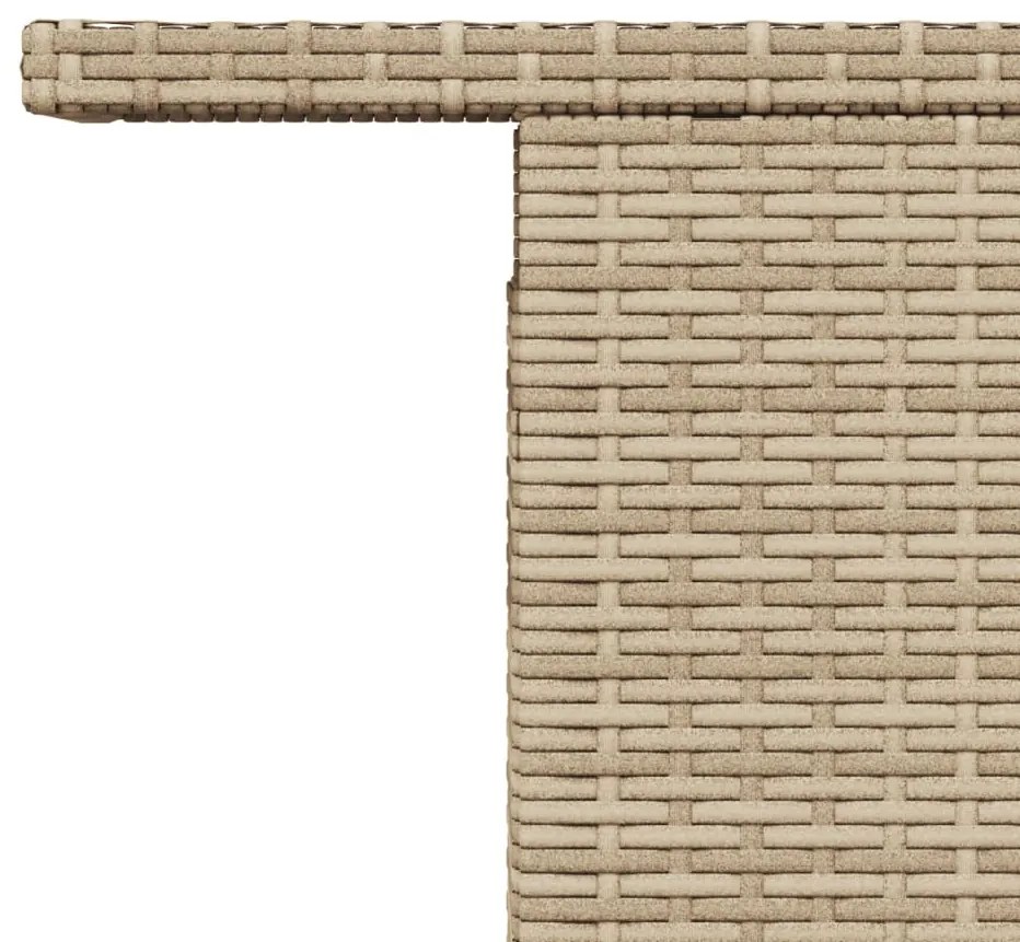 bézs polyrattan és akácfa kerti asztal 100 x 55 x 73 cm