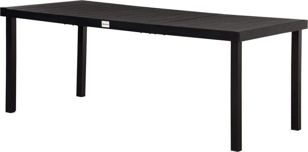 Outsunny Alumínium Kültéri Étkező Asztal 8 Fős, Rácsos Asztallapú Teraszra/Balkonra 190x90x74 cm Fekete | Aosom