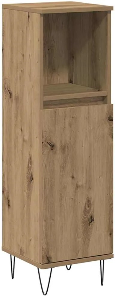 vidaXL kézműves tölgy színű szerelt fa fürdőszobaszekrény 30x30x100 cm