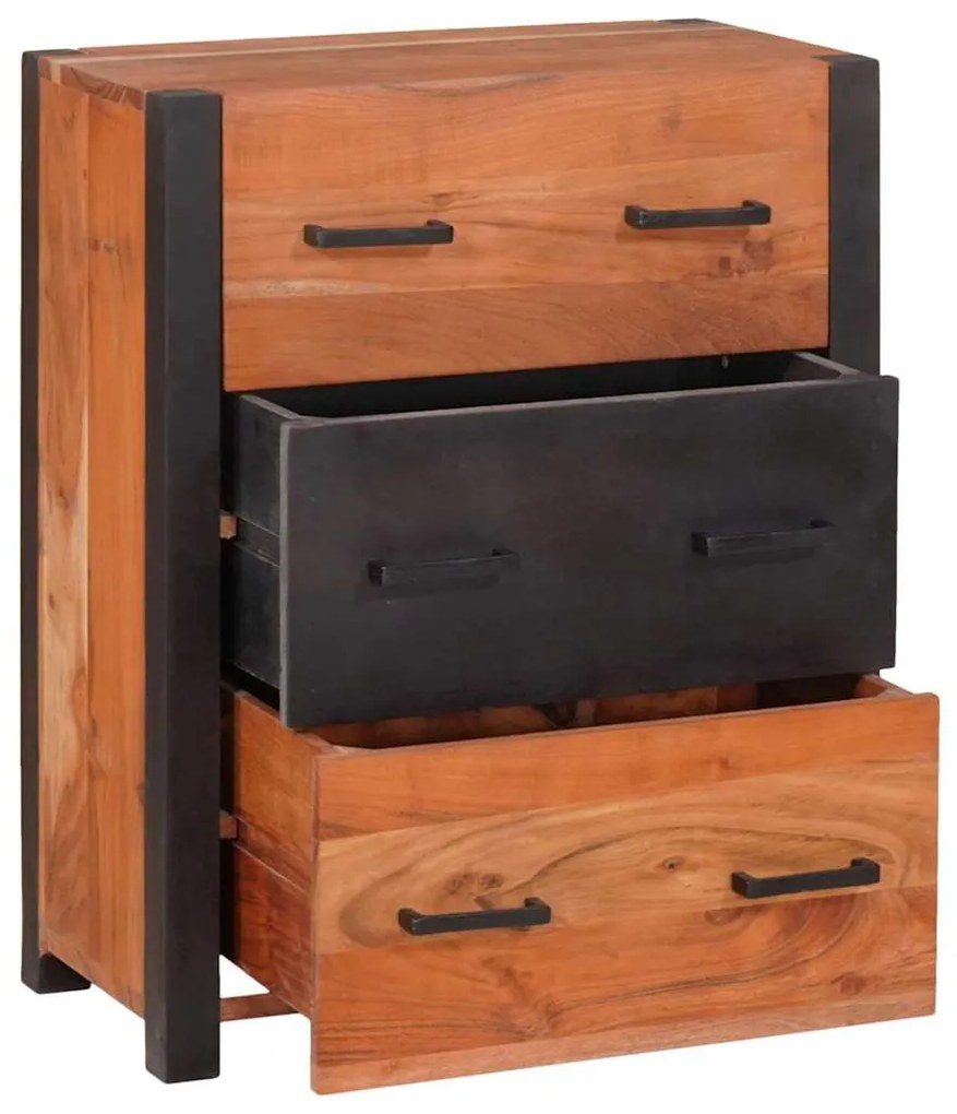 Széf fiókkal 3 pcs Barna 165 x 30 x 75 cm Tömör akácfa