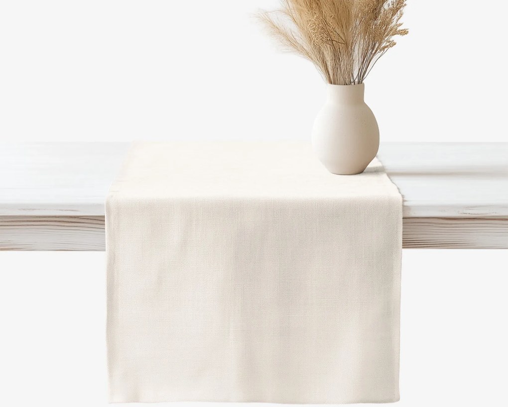 Goldea lenvászon keverék asztali futó - elefántcsontszín 20x140 cm