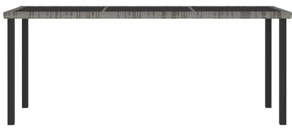 szürke polyrattan kerti étkezőasztal 180 x 70 x 73 cm