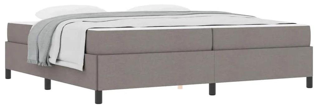 Boxrugós ágy Taupe és Fekete 200 x 200 cm Textil és mérnöki fa